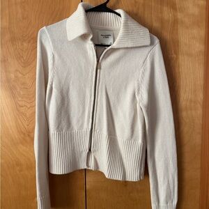 Abercrombie White Zip-Up Sweater